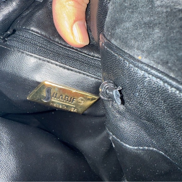 Vintage  SHARIF Reptile Embossed Cross Body Shoulder Bag Black - Picture 8 of 11